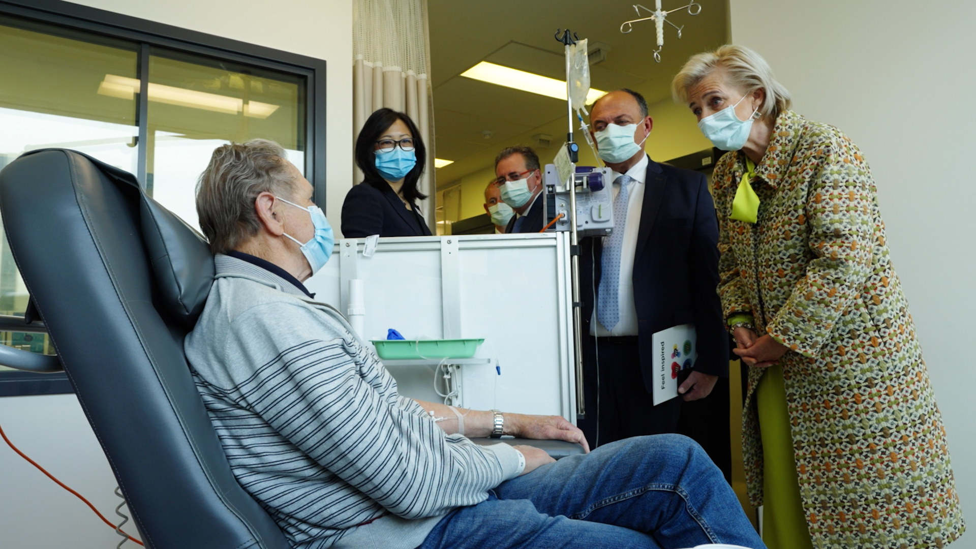 Princess Astrid of Belgium speaks with a patient at Peter Mac